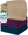 DAN RIVER 12 Pack Wash Cloths for Showering [12x12] - 100% Cotton Washcloths Premium Quality Flannel Face Cloths for Bathroom, Highly Absorbent and Soft Feel Wash Clothes, Assortment 2