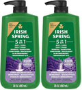 Irish Spring 5 in 1 Body Wash for Men | 24 Hour Freshness | For Body Face Hair | Biodegradable Ingredients | 30 Oz Pump 2-Pack