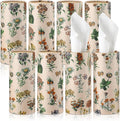 Zonon 8 Pcs Car Tissues Holder Round Box with Facial Tissue Bulk Boho Flower Car Tissues Cylinder with 50 Sheets Face Towel Fit for Christmas Cube Boxes Vintage Round Tubes Cup Holder Container Travel