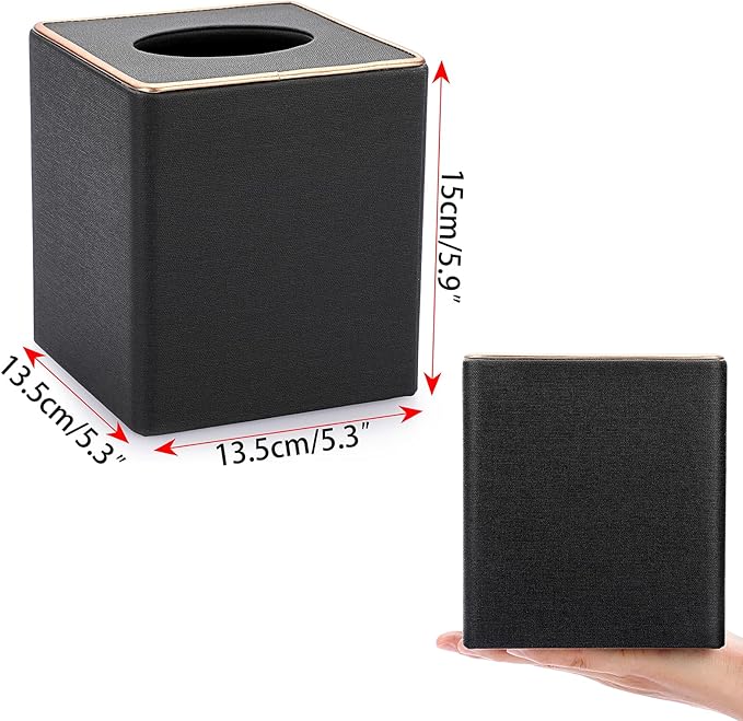 Sumnacon Tissue Box Cover Square Tissue Box Stylish Linen Tissue Box Holder with Magnetic Bottom, Cube Tissue Cover for Living Room Bathroom Table Desk Countertop Home Office Car Hotel, Black