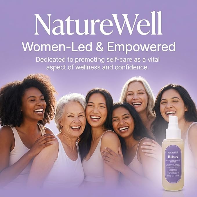 NATURE WELL Illuminating Shimmer Body Oil, Lightweight, Fast-Absorbing Formula, Designed Deeply Hydrate & Condition the Skin, Scented with Vanilla, White Flowers, Violet, & Sandalwood, 3.4 Oz