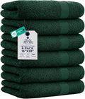 DAN RIVER 6-Pack Premium Hand Towels (16x28 Inches) - 100% Cotton, Ultra Soft, Lightweight, Highly Absorbent Towels for Bathroom, Spa, Gym, Salon, Hotel, and Travel - Hunter Green