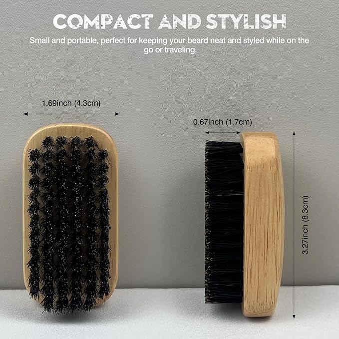 Premium Wooden Men’s Beard Brush – Mustache & Beard Styling Tool with Natural Boar Bristles