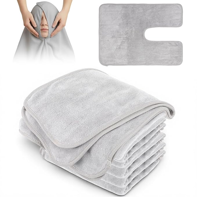 6 Pack Facial Towels for Estheticians, U-Shaped Spa Towels for Facial, Soft Microfiber Massage Face for Skincare, Massage & Professional Use