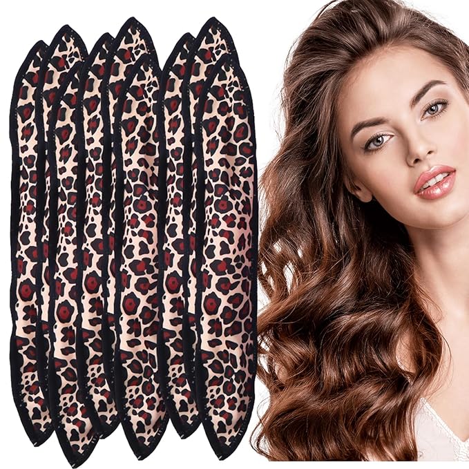 Satin Sponge-Rollers for Hair - AHSNYLC 9PCS Sponge Curlers,Soft Curlers to Sleep in,Hair Rollers,Hair Curlers No Heat,Soft Sleep Hair Rollers,Stain Heatless (Leopard Color)
