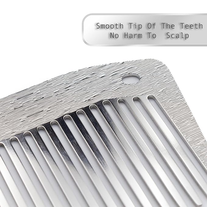 2 Pcs Stainless Steel Comb Set Metal Barber Combs for Hair Stylist, High Texture, Wood Grain Design barber combs professional Metal Fine Comb