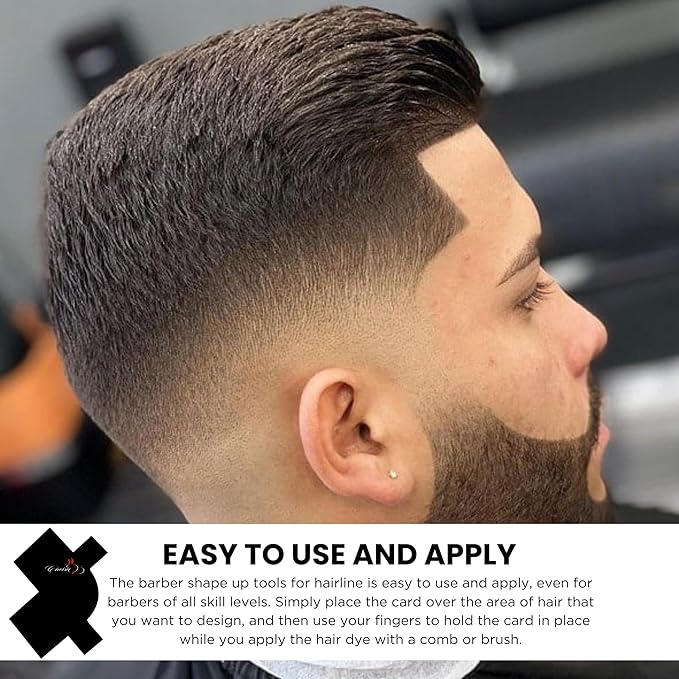 Line Me Up Barber Black Barber Enhancement Card, T Shape Hairline Shaping Tool Reusable Color Spray Edge Hair Liner Card for Precise Edge Beard Line Up Tools Cutting Guide Essentials for Men