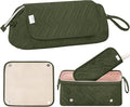 Leudes Hair Tools Travel Bag for Women Heat Resistant Mat for Travel Essentials Hot Tools Straighteners,Flat Irons,Curling Iron,Hot Air Brushes and Hair Dryer Organizer Bags 2 in 1 (Army GreenA)