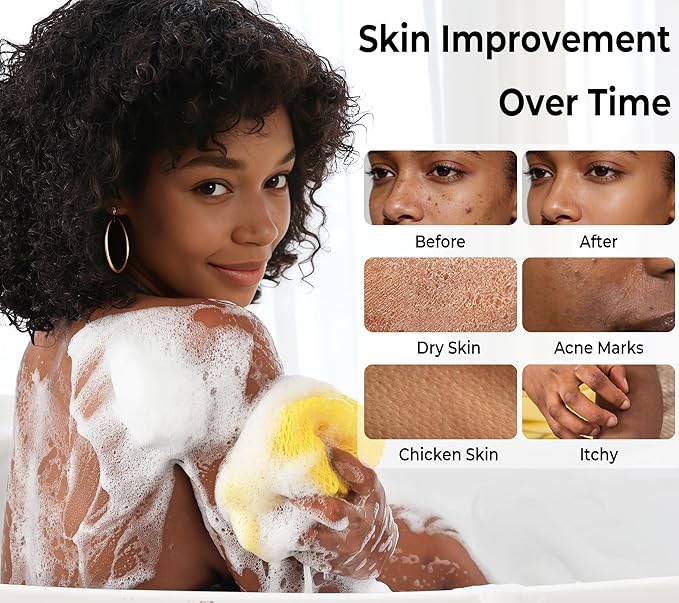 African Net Sponge Authentic - 2 Pieces Exfoliating Body Scrubber Bath Sponge York&Slate - Back Scrubber Washcloth for Shower - Real African Scrub Exfoliator Body Care Bathing Accessorie