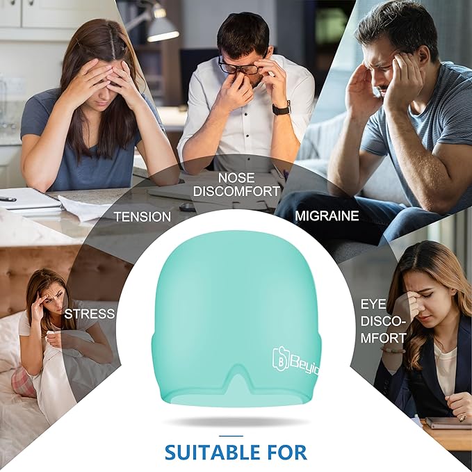 Migraine Relief Cap, All Around Gel Covered Reusable Headache Relief Cap, Blue Migraine Cap for Headache Relief, Puffy Eyes