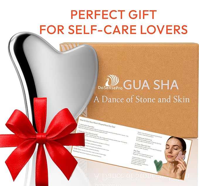 Stainless Steel Gua Sha Tool for Face & Neck – Facial Massage Tool for Lymphatic Drainage, Depuffing, Jawline Sculpting & Skincare Routine – Hygienic Metal Face Sculpting Tool