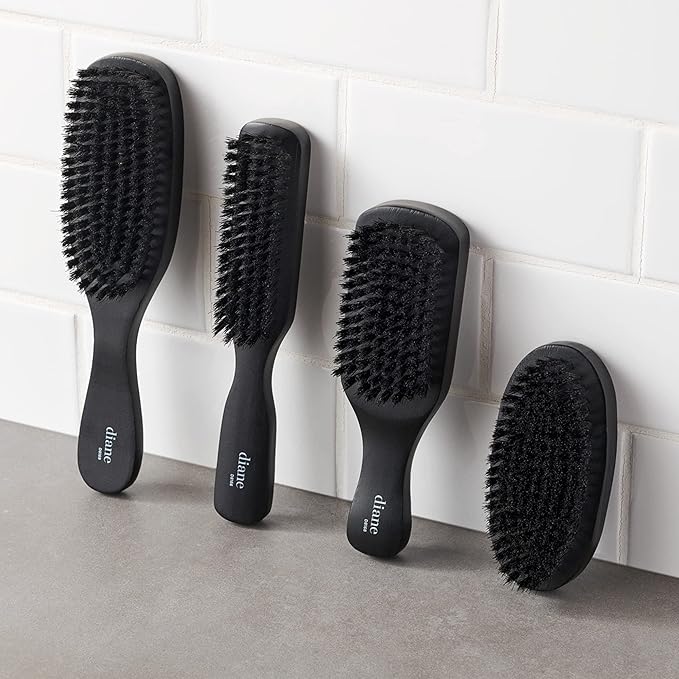 Diane 100% Boar Bristle Club Brush for Waves and Smoothing - Fine to Medium Hair Detangler for Men and Women, Shine Restorer, Soft on Scalp