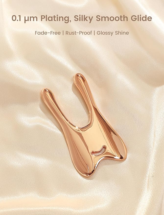 Lemove Stainless Steel Gua Sha Facial Tool - Massage Tool for for Face, Jawline Shaper, Reducing Double Chin, Whole Body Gua Sha Tool, Lymphatic Drainage Massager, Facial Skin Care - Gold