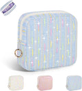 Period Bag for Teen Girls, Colorful Lines Sanitary Napkin Storage Bag, Menstrual Pad Pouches Tampon Holder for Purse (Blue)