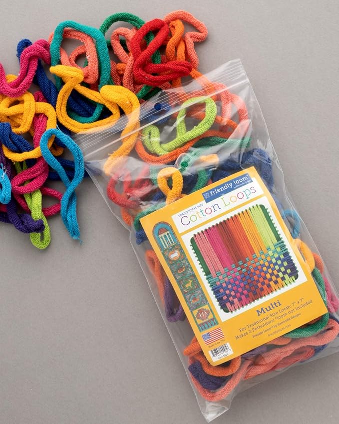 Friendly Loom | 7” Traditional-Sized Multicolor Potholder Weaving Loops | Craft 2 Cotton Potholders