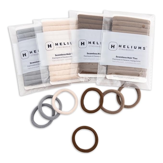 Cyndibands Seamless Hair Ties - Neutral Colors - Gentle Hair Ties No Damage, Standard Size 1.5 Inch, Soft and Stretchy Nylon Fabric Ponytail Holders - 12 Count