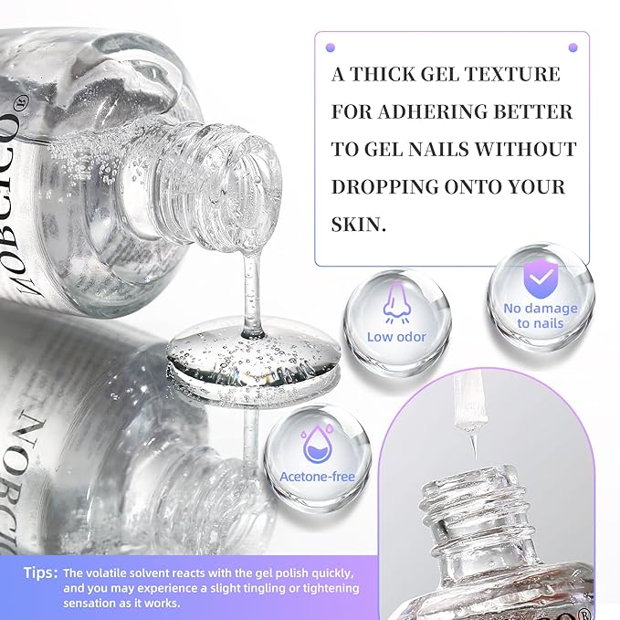 Gel Nail Polish Remover, Fast-Acting No Foil Remover for Gel Polish Removal in 2-5 Minutes, Acetone-Free Gel Remover for Nails, Gentle Low-Irritation, Home DIY Essential-15ml