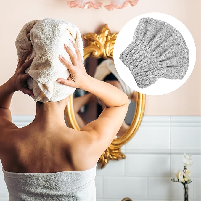 VOCOSTE Charcoal Fiber Hair Drying Towel Dry Cap, Lightweight Strong Absorbent, for After Bath Drying Hair, Light Gray