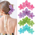 ANBALA 4Pcs Hawaiian Flower Hair Clips Plumeria Flower Claw Clips for Women Summer Beach Hair Accessories (Colorful)