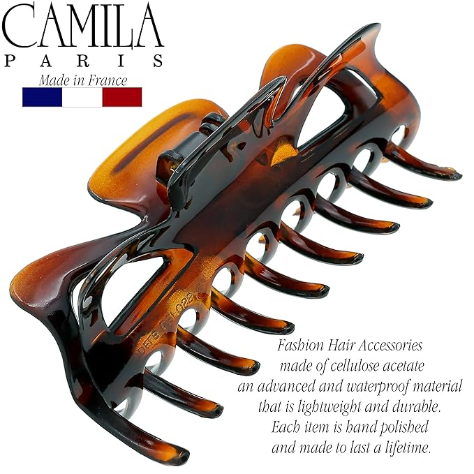 Camila Paris CP41 French Large Hair Clips for Women Thick Hair for Long Curly Wavy Hair, Girls Hair Claw Clip, Durable Styling Big Claw Clip for Thick Hair, Strong Hold No Slip Grip, Made in France