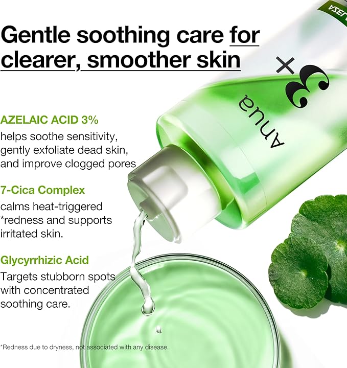 Anua Azelaic Acid 3 CICA Skin Clarifying Toner, Soothing & Clear Care, with Salicylic & Azelaic Acid, Sebum & Spot Care, Suitable for Sensitive Skin, Korean Skincare, 8.45 fl.oz