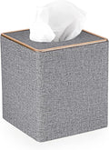 Sumnacon Square Linen Tissue Box Cover - Stylish Cube Tissue Box Holder with Magnetic Bottom, Decorative Tissue Box for Vanity Toilet Tank Dresser Night Stand Table Countertop Office Car, Grey