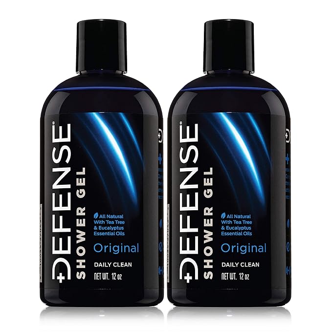 Defense Soap Tea Tree Body Wash | All Natural Organic Shower Soap for Athletes | Odor Control & Skin Fungal Protection for Sports, Post Workout & Recovery - 12 oz (Pack of 2)