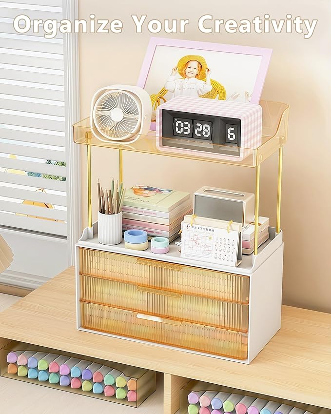 Bathroom Organizers and Storage, Makeup Organizer (Sturdy Durable Attractive), Ideal for Vanity, Countertop, Counter, Perfume, Skincare, Cabinet, Cosmetic, Dresser Organizer (Gold)