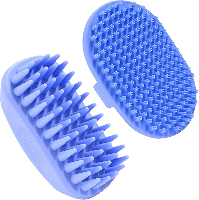 Dog Grooming Bath Brush, Pet Rubber Brush for Shower Scrubbing & Soothing Massage, Ideal for Long & Short Haired Dogs and Cats, Essential Puppy Accessories, 2 Pack [We Love Doodles]