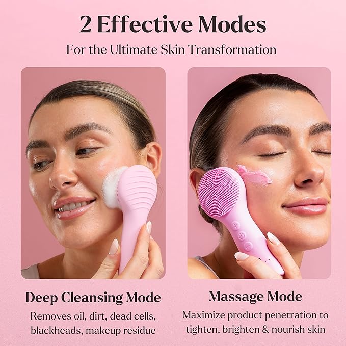 Facial Cleansing Brush - for Deep Cleansing, Gentle Exfoliating and Massaging - Waterproof and Rechargeable Face Cleanser Brush - Silicone Sonic Vibration Face Scrub Brush - Electric Face Washer