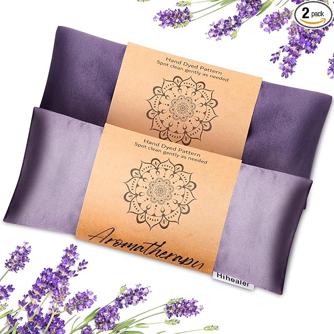 Weighted Eye Mask for Sleep, Yoga, Meditation, Lavender Eye Pillow Heated for Headache, Sinus, Dry Eyes Relief, Moist Heat Mask Purple Relaxation Gifts for Women (Purple&Lilac)