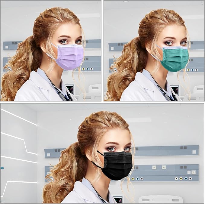 Disposable Face Mask 4-Ply for Adult, Soft Face Masks, Breathable Safety Mask…
