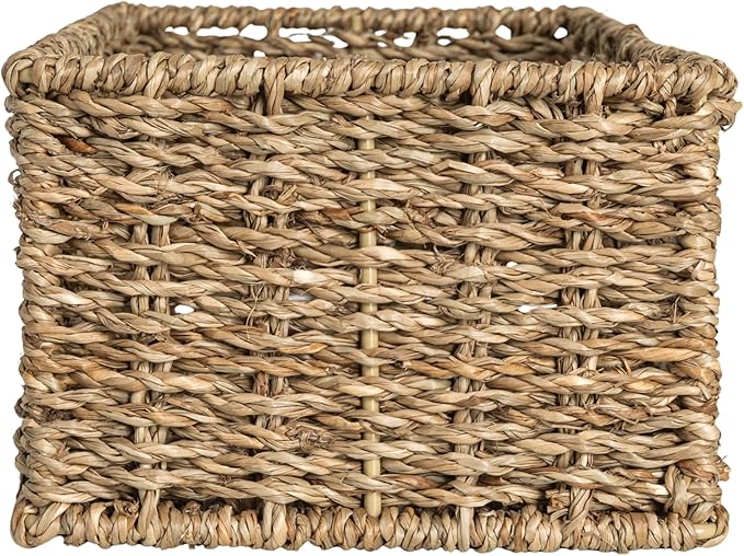 Household Essentials Handwoven Seagrass Rectangular Storage Basket, Natural