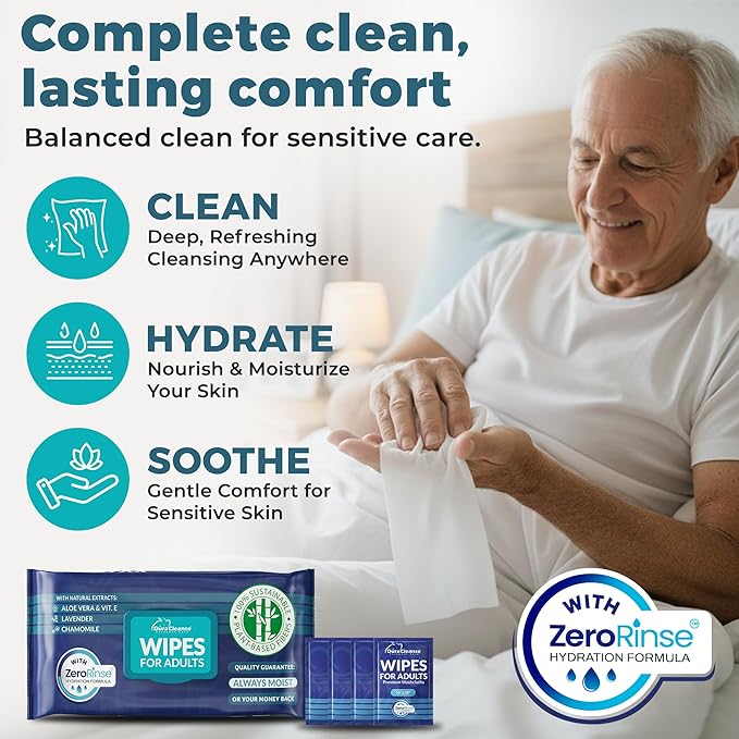 XL Body Wash Wipes for Adults Bathing No Rinse & Elderly Incontinence (4pk) - 200 Ct. + 16 Travel Bath Wipes 10 x 11.5" Disposable Washcloths for Adult Surgery Recovery Supplies & Elder Care Products