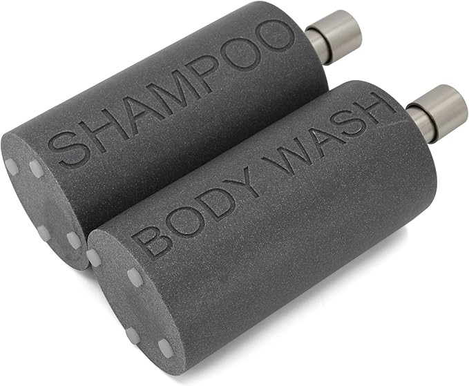 Resin 2 Pack Shampoo, Conditioner or Body Wash Dispenser Set, Luxurious Refillable Pump Bottles with Matte Pump Top and Embossed Text, Durable Design for Bathroom and Shower
