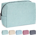 MAANGE Small Makeup Bag For Purse, Travel Cosmetic Bag Makeup Pouch Corduroy Portable Versatile Zipper Pouch For Women (GREEN)
