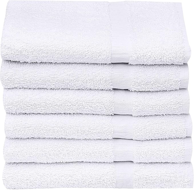 GOLD TEXTILES Bulk Pack 60 Pcs (5 Dozen) White Economy 15x25 Inches Basic Hand Towel - 2.25 lb/dz