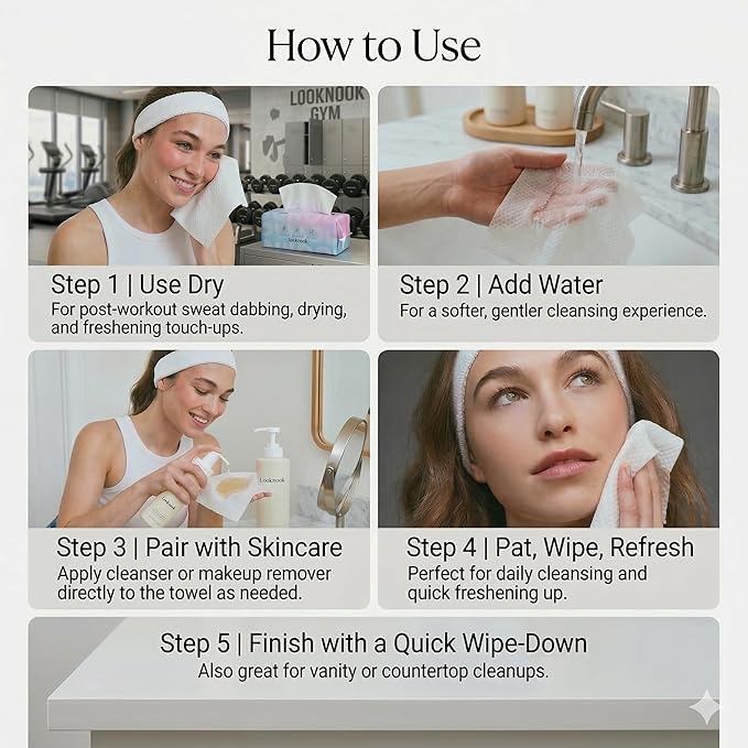Disposable Face Towel, 50% Thicker, Soft for Sensitive Skin, Multipurpose Cleaning Cloth, 70 Count, 6 pack