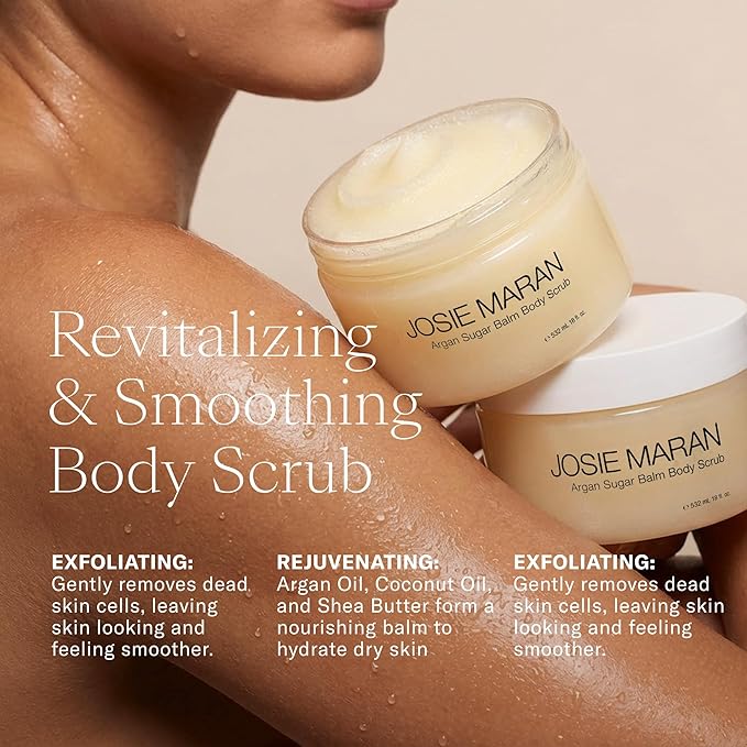 Josie Maran Argan Sugar Balm Body Scrub - Exfoliating Sugar Scrub with 100% Pure Argan Oil & Coconut Oil - Softens, Smoothes & Hydrates Dry Skin - Vegan + Cruelty Free - Night Flower (18 oz)