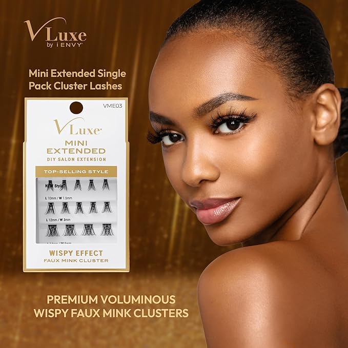 VLuxe Faux Mink Lash Cluster Mini Extended, 14 10-14mm Seamless DIY Lash Extensions, Lightweight Ultra Comfort False Eyelashes with Thin Microband for Natural Blending, Refill for Mini Lash Palette