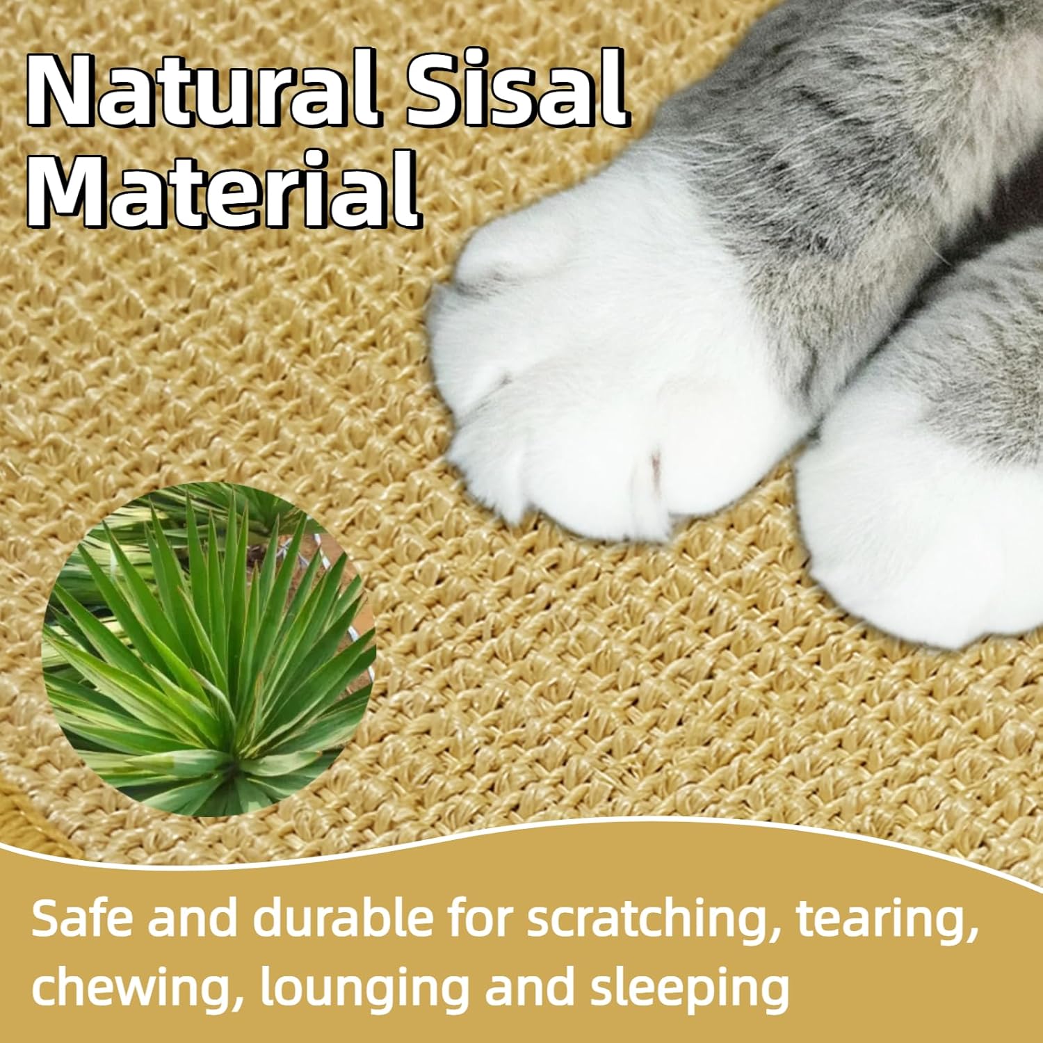 DYAUS Rabbit Scratching Pad, Sisal Bunny Scratch Pad, Natural Rabbit Foraging Mats for Cages, Indoor Bunny Toys Accessories for Bedding Biting Sleeping Resting (2PCS, 16x12in)