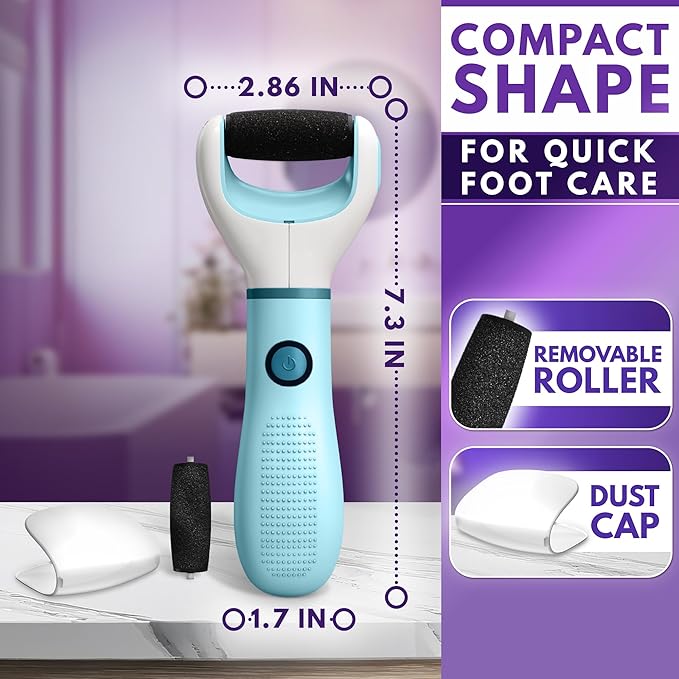 Electric Foot Callus Remover – Electric Foot Grinder with 2800 RPM Motor & 360° Rotating Replaceable Roller, Ergonomic Grip for Wet & Dry Skin – Pedicure Tools for Feet for Smooth Heels & Skin Care