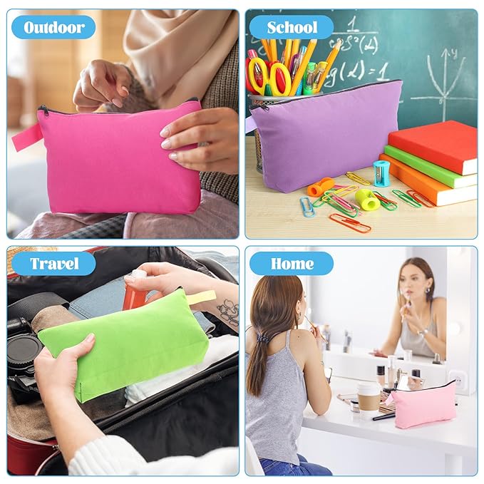 Saintrygo 30 Pcs Canvas Makeup Bags Bulk for Women Cosmetic Bags Small Travel Canvas Zipper Pouch Blank DIY Multipurpose Toiletry Hygiene Pouch for Women Purse Pencil Case(Novel,8.7 x 5 x 1.8 Inch)