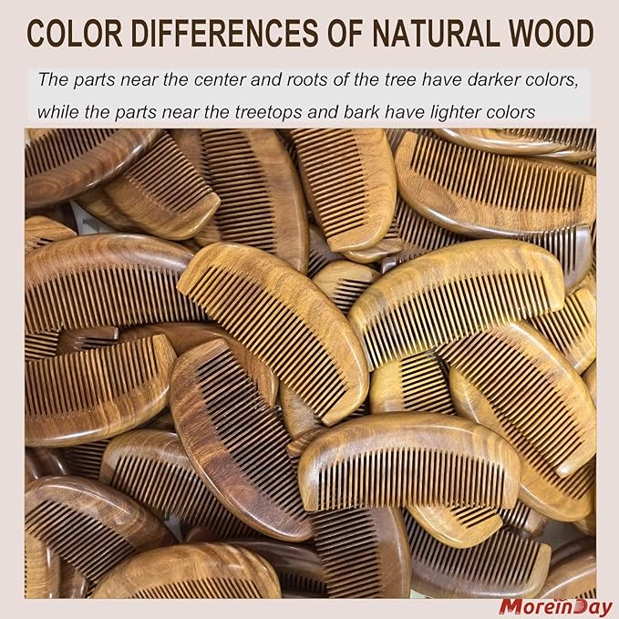 Wooden Beard Comb for Men, Fine Tooth Wooden Comb for Women - Green Sandalwood