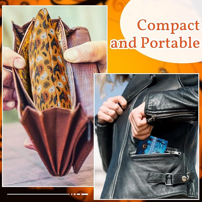 Sherr 5 Pieces Tissues Purse Pocket Tissue Holder Reusable Travel Tissue Pouch Fabric Zipper Enclosed Small Size Bat Pattern Tissue Holder for Purse Coins for Halloween, 5.25 x 3 Inches (Pumpkin)