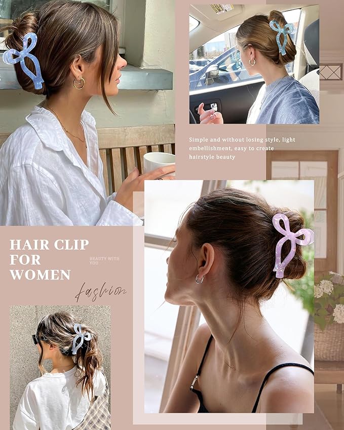 Molans 5Inch Large Hair Claw Clips 4 PCS for Women - Acrylic Hair Accessories for Thick Hair and Long Hair, Big Strong Durable Hair Applique, Oversized Non-slip Rectangle Butterfly Jaw Hair Clips