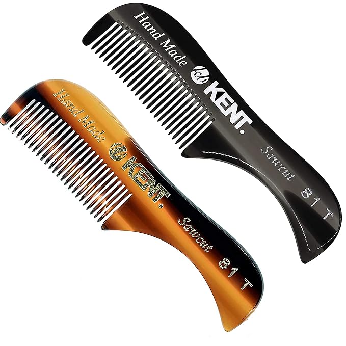 Kent A 81T Bundle X-Small Gentleman's Beard and Mustache Pocket Comb, Fine Toothed Pocket Size for Facial Hair Grooming and Styling. Saw-cut of Cellulose Acetate, Hand Polished. Hand-Made in England
