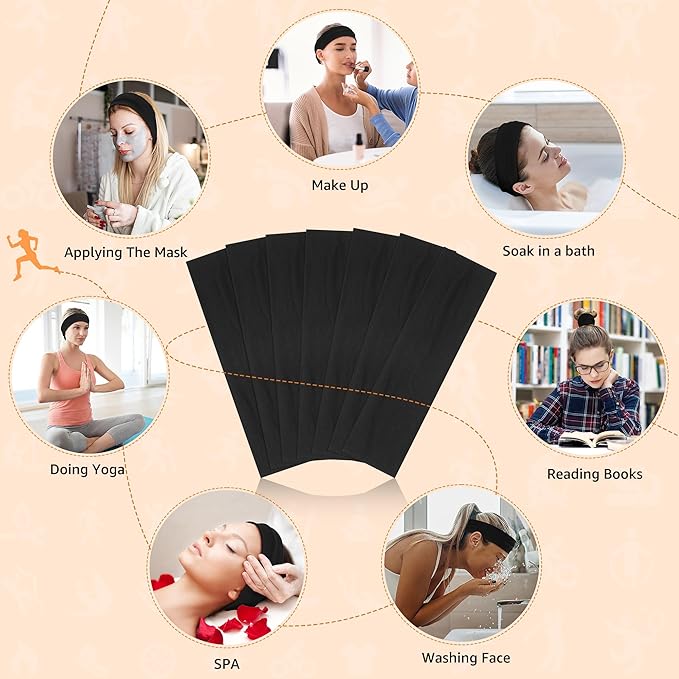Headbands for Women, Stretchy Non Slip Soft Cotton Cloth Hair Bands for Sports, Workout, Yoga and Running, 7pcs