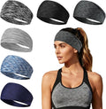 Headbands for Women Non-Slip Workout Hair Bands, 6 Pack Stretchy Athletic Soft Sweatbands, Elastic Cloth Fabric Headband, Fashion Head Bands for Yoga Running Sports Gym Sports Exercise
