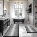 BSICPRO Bathroom Rugs and Mats Sets, 2 Piece Thick Absorbent Chenille Bath Mat Rug Set Non Slip, Soft Shaggy Bath Room Floor Mats for Bathroom, Machine Washable (Black, 20" x 47" Plus 20" x 32")